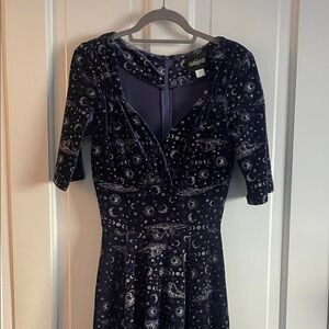 Collectif Starry Night Velvet Dress in Dark Blue